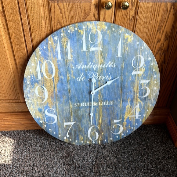 Other - Blue and yellow wall clock! 23 inches in diameter. Has on tiny chip above #1.